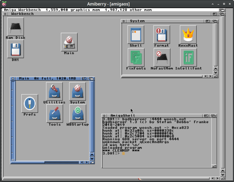 AmigaOS after (basic) configuration of its look and feel img